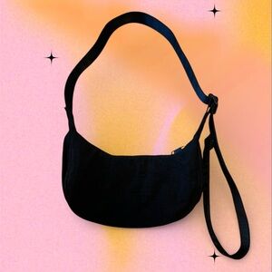 Baggu Black Mini Nylon Crescent Bag / Rare Find
